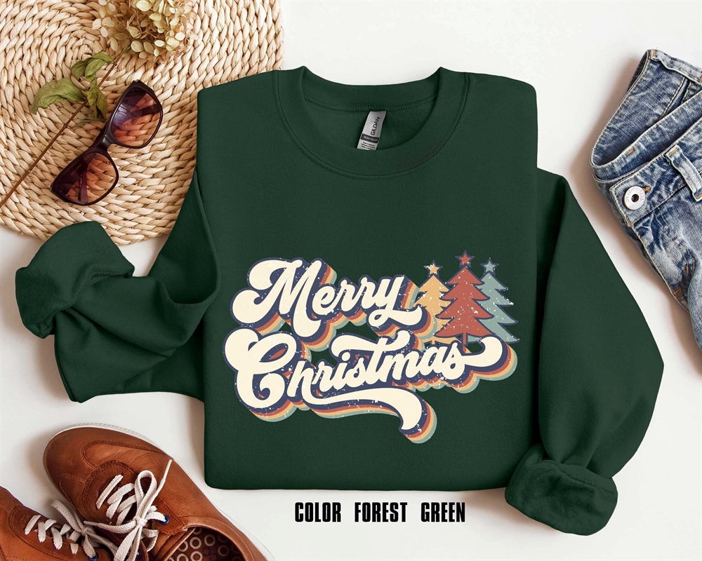 Merry Christmas T-shirt Merry Christmas Sweatshirt Retro Christmas Sweatshirt Christmas Sweatshirt Christmas Tree Sweatshirt