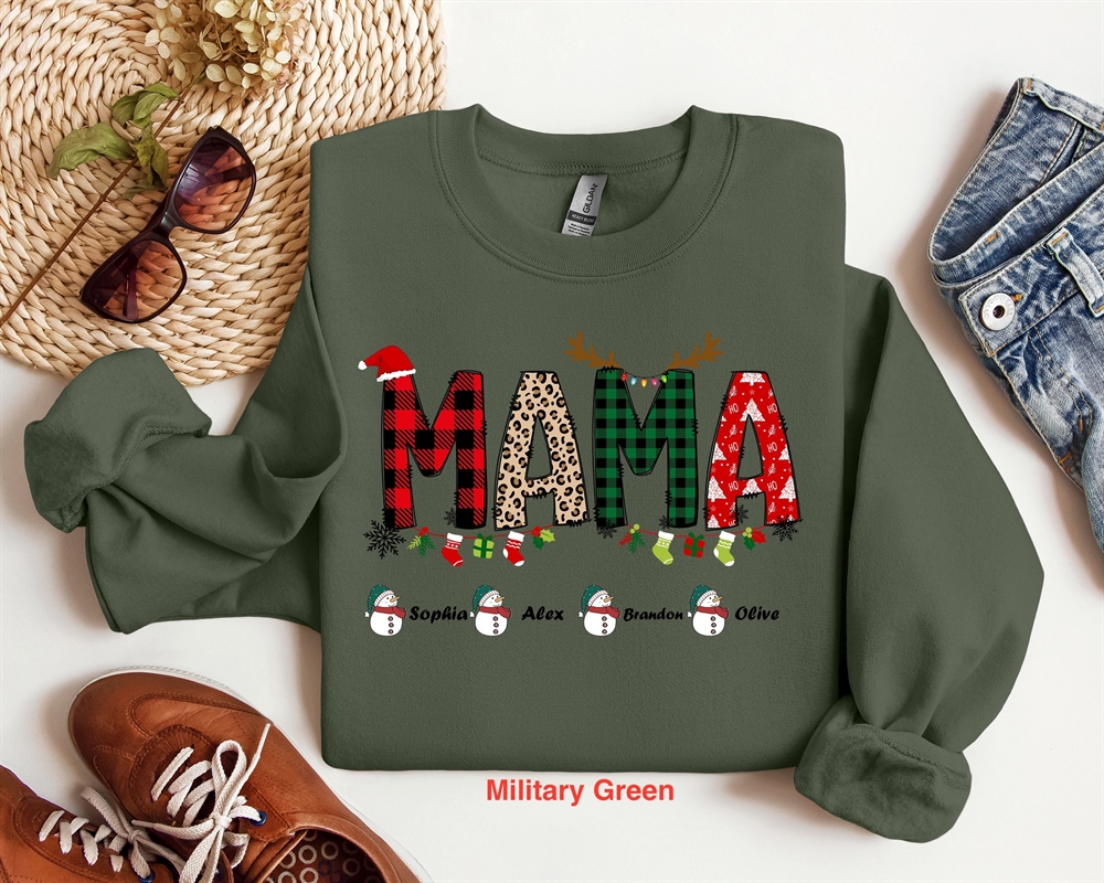 Mama Sweatshirt Custom Name Mama Shirt Christmas Mama Sweatshirt Christmas Shirt Christmas Sweatshirt Christmas Gift For Mama