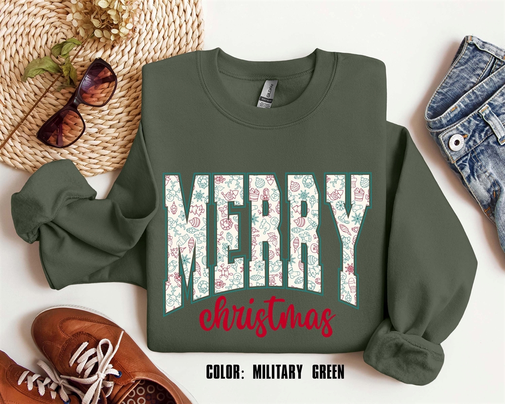 Merry Christmas T-shirt Merry Christmas Sweatshirt Floral Christmas Shirt Christmas Sweatshirt Retro Christmas Shirt Christmas