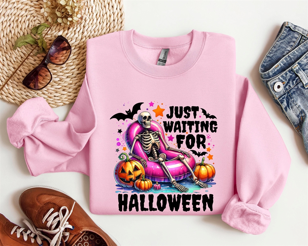 Just Waiting For Halloween Shirt Summerween Shirt Halloween Shirt Funny Halloween Shirt Halloween Party Shirt Summer Halloween Shirt
