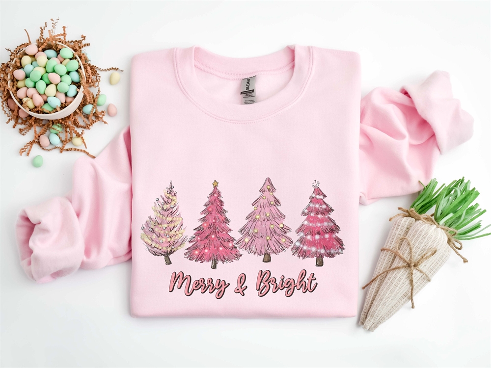 Merry And Bright Sweatshirt Winter Sweatshirt Christmas Tree Shirt Cute Christmas Shirt Christmas Matching Shirt Christmas Sweatshirt