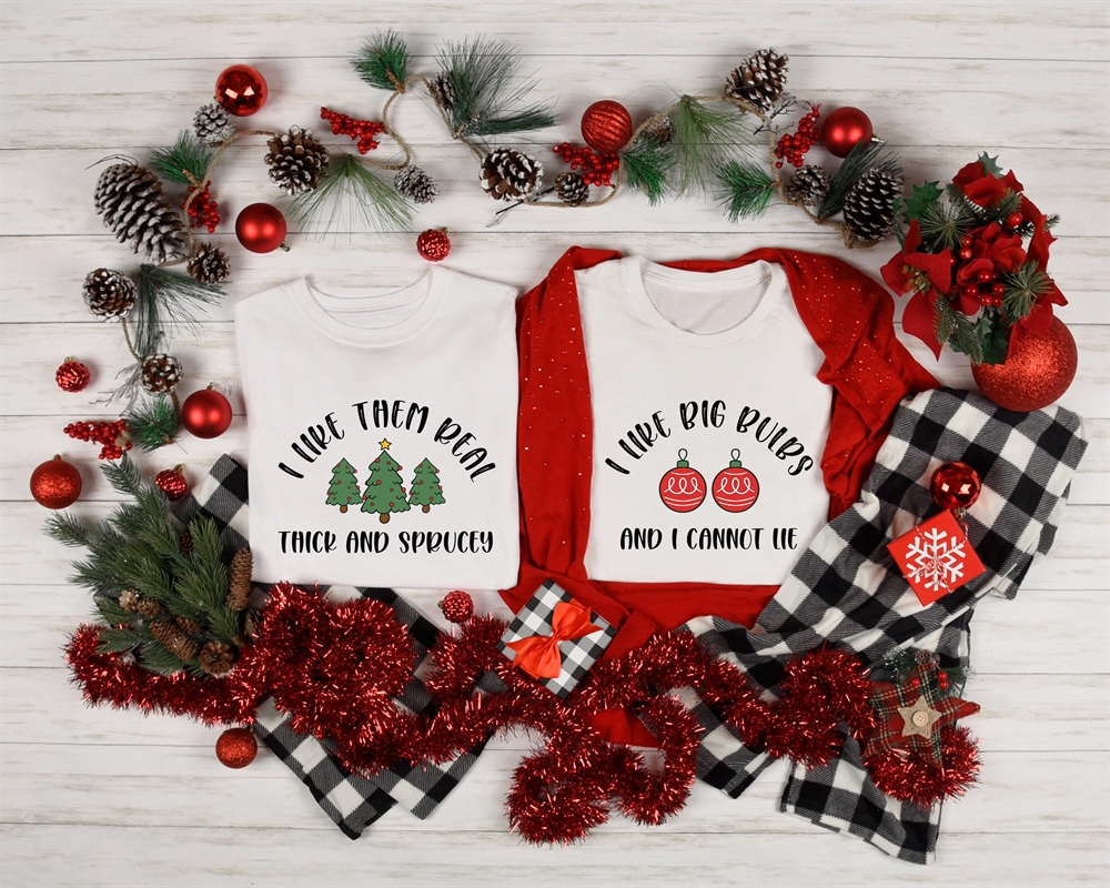 I Like Them Real Thick And Sprucey Shirt I Like Big Bulbs And I Can Not Lie Shirt Christmas Couple Sweatshirt Christmas Sweatshirt