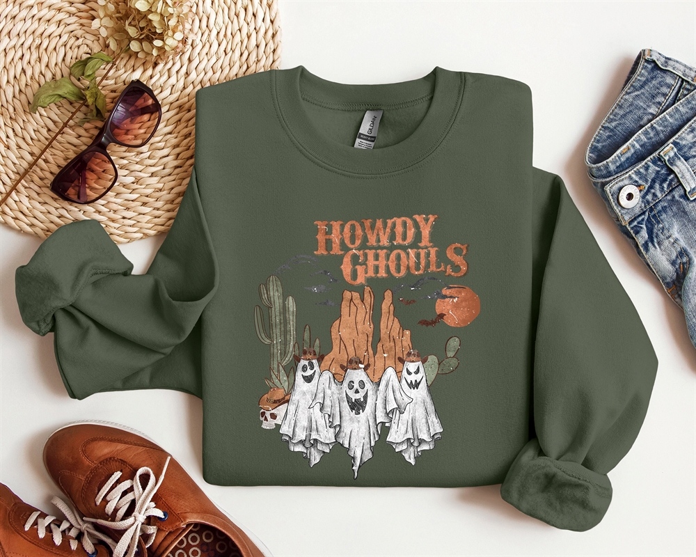 Howdy Ghouls Sweatshirt Ghouls Shirt Howdy Ghouls Shirt Scary Halloween Sweatshirt Fall Vibes Shirt Scary Ghouls Sweatshirt