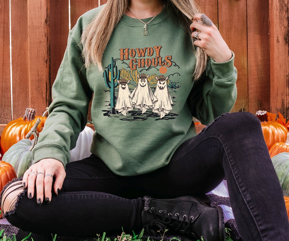 Howdy Ghouls Sweatshirt Ghouls Sweatshirt Cute Ghosts Sweatshirt Halloween Shirt Spooky Tee Happy Halloween Shirt Halloween Sweatshirt
