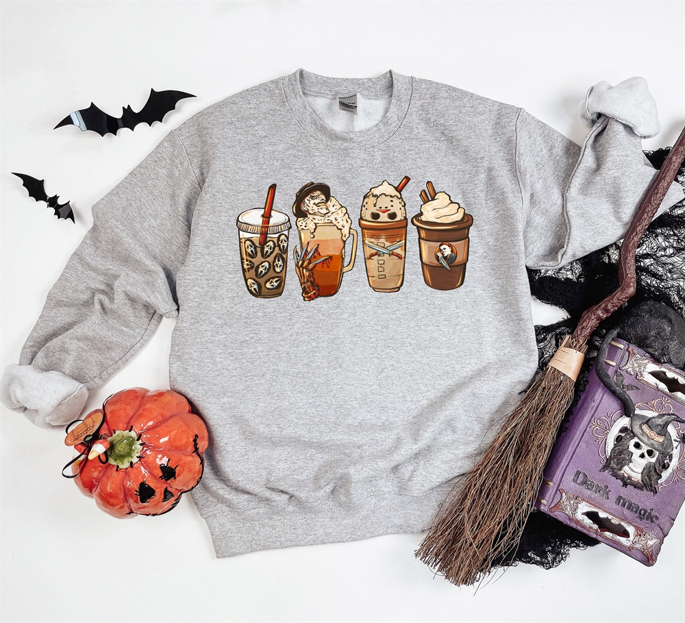 Horror Fall Coffee Shirt Pumpkin Spice Latte Iced Warm Shirt Halloween Shirt Halloween Sweatshirt Funny Halloween Shirt Halloween