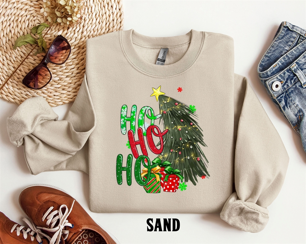 Ho Ho Ho Sweatshirt Christmas Tree Shirt Christmas Family Matching Shirts Santa Claus Shirt Christmas Sweatshirt Happy Holiday Shirt