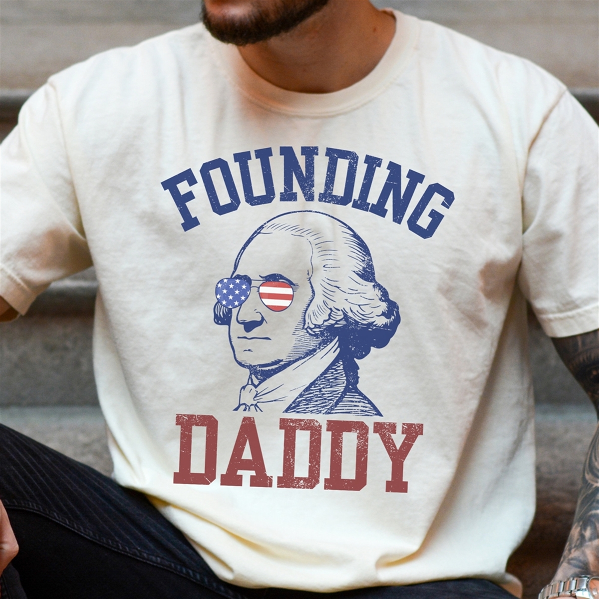 Men’s 4th Of July Shirt George Washington Shirt Fourth Of July Shirt For Men Independence Day Dad Shirt President Shirt Founding Daddy Trending