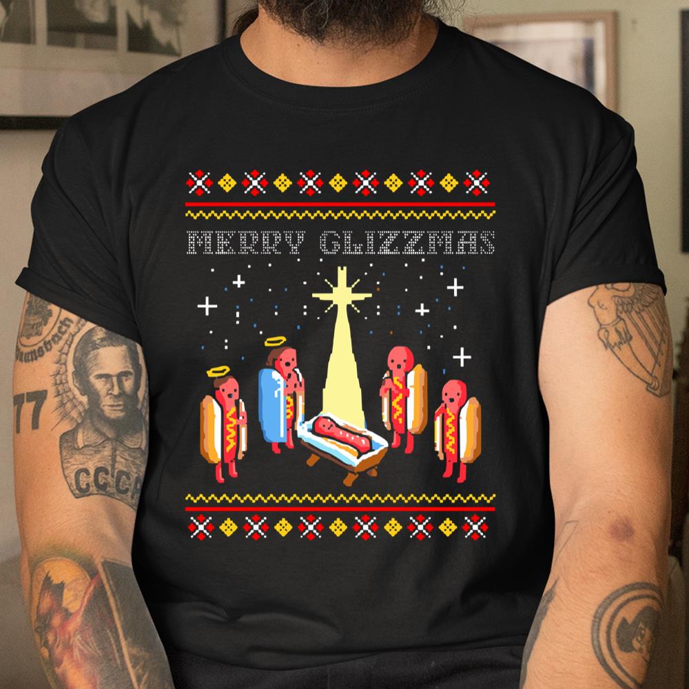 Merry Glizzmas Tacky Funny Merry Christmas Hot Dogs Shirt