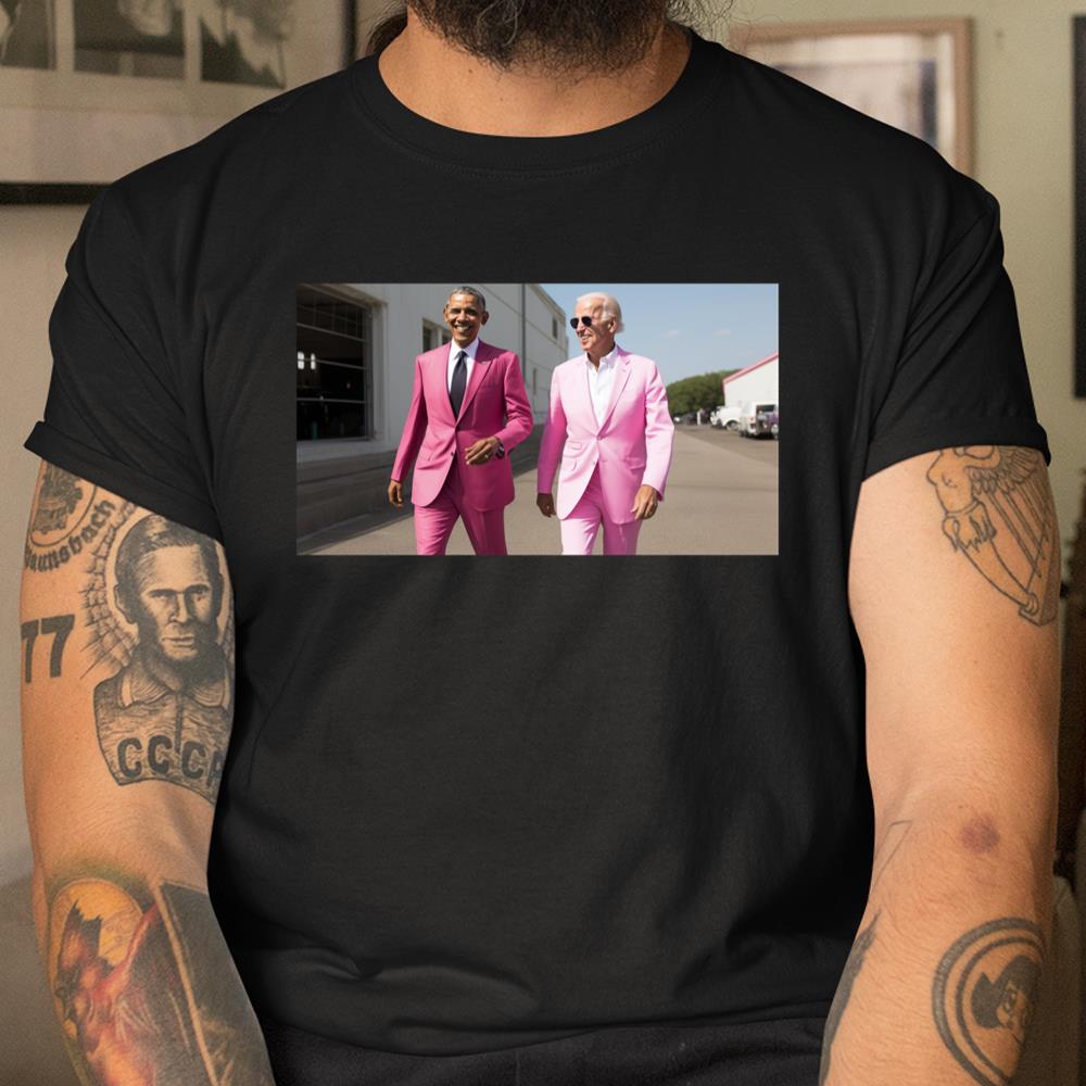 Joe Biden X Barack Obama In Pink Suited Shirt