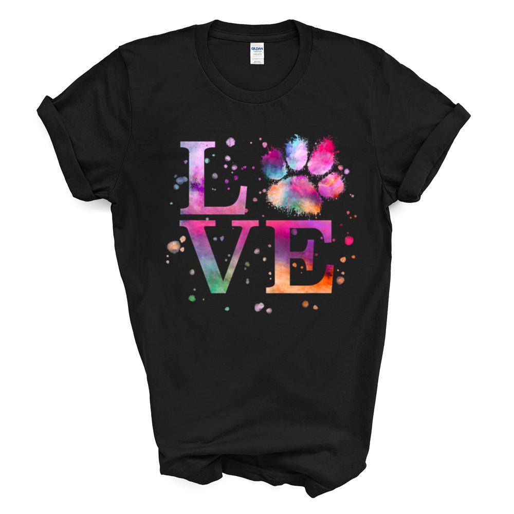 Love Dog Paw Print Colorful National Animal Shelter Week T-shirt Sweatshirt Hoodie