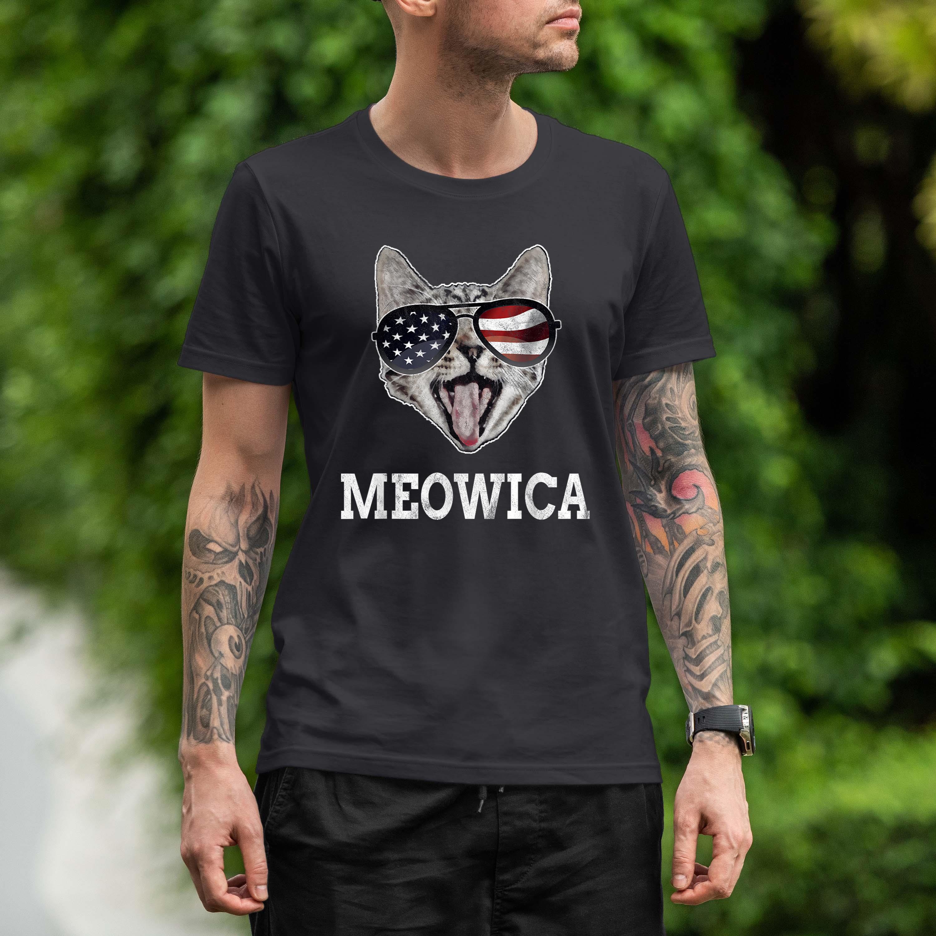 Meowica Shirt 4th Of July Patriotic Cat American Kitty Tee Shirt