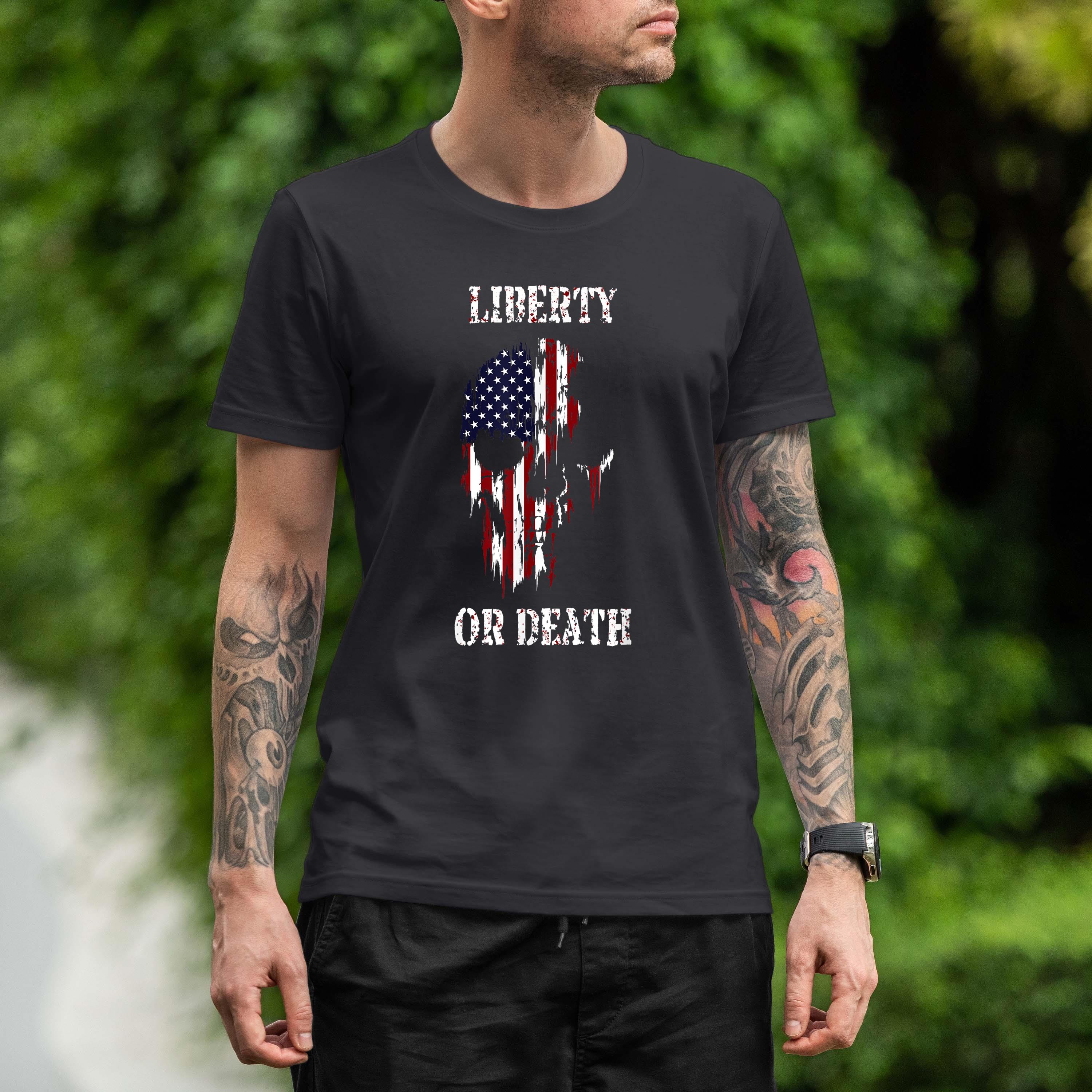 Liberty Or Death Zombie Skull Flag Undying Patriotism Shirt