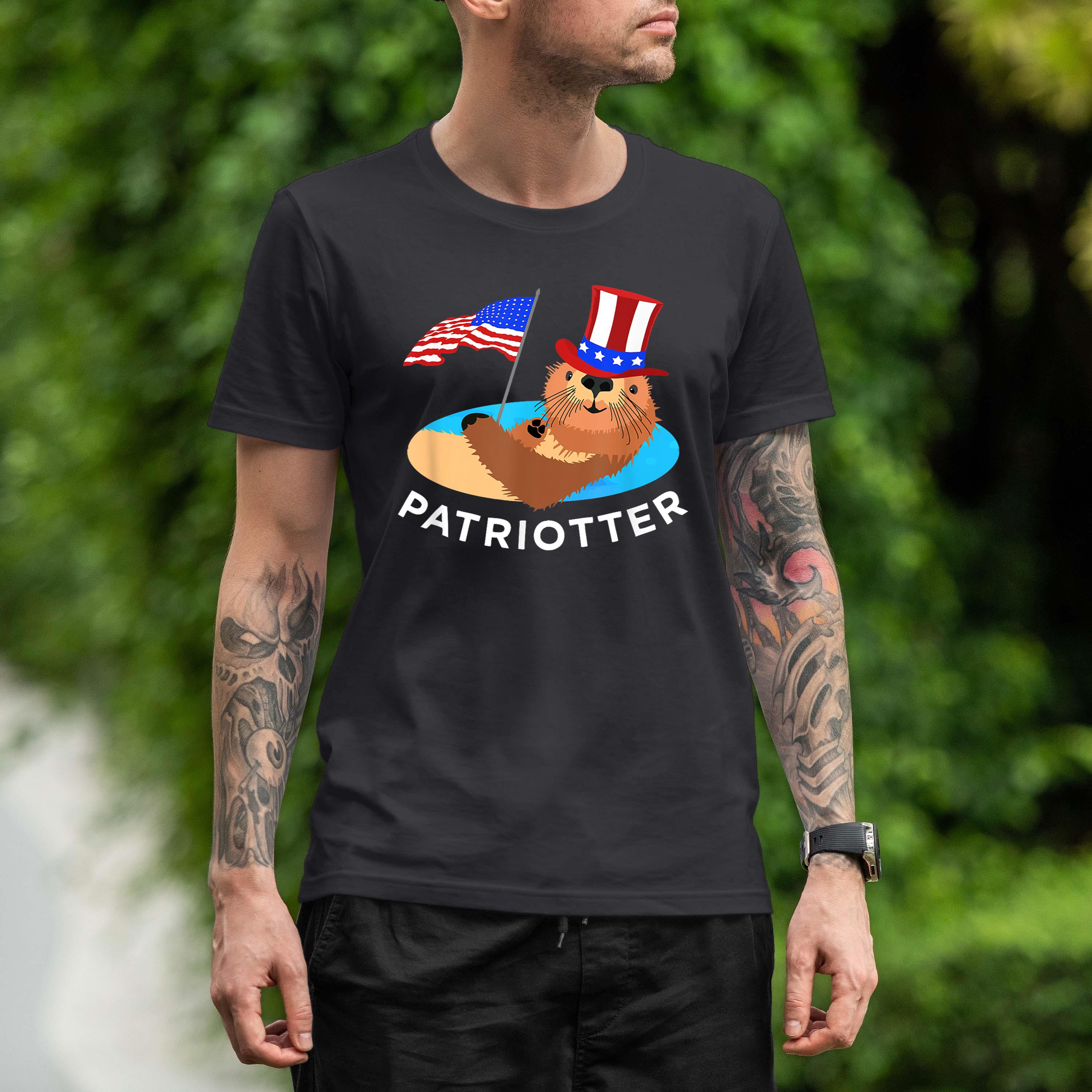 July 4th Otter Shirt Cute Usa Patriot Animal Tee Gift
