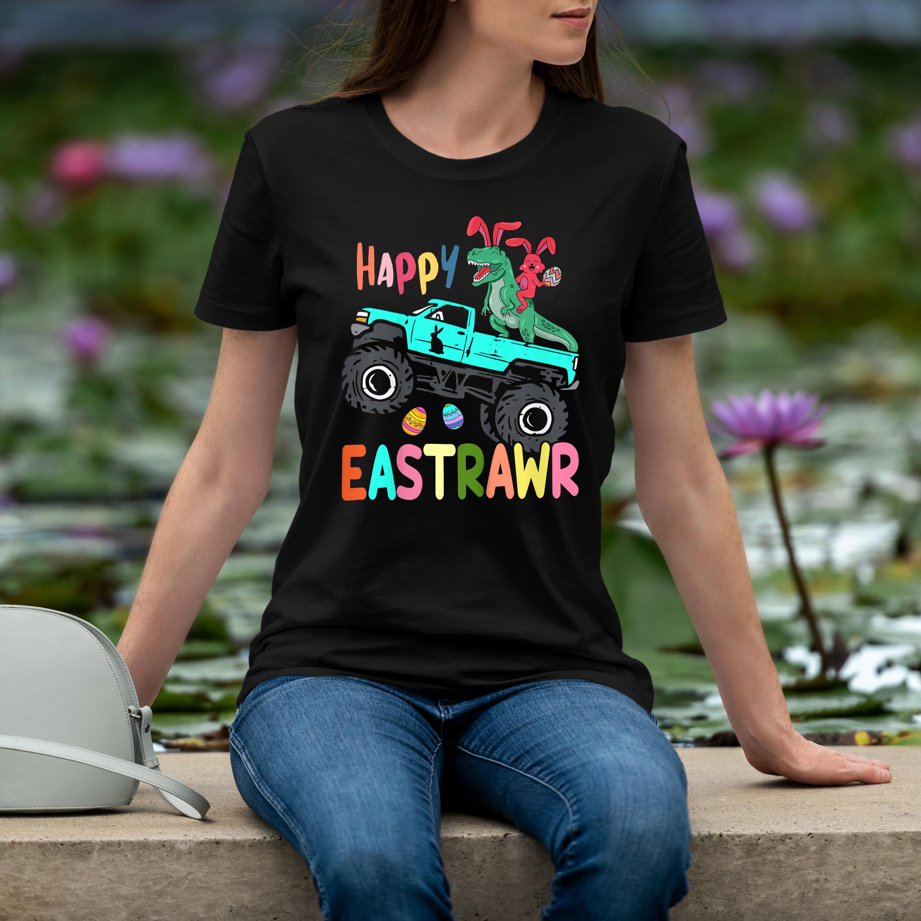 Kids Happy Eastrawr Funny Easter Trex Monster Truck Boys Shirt