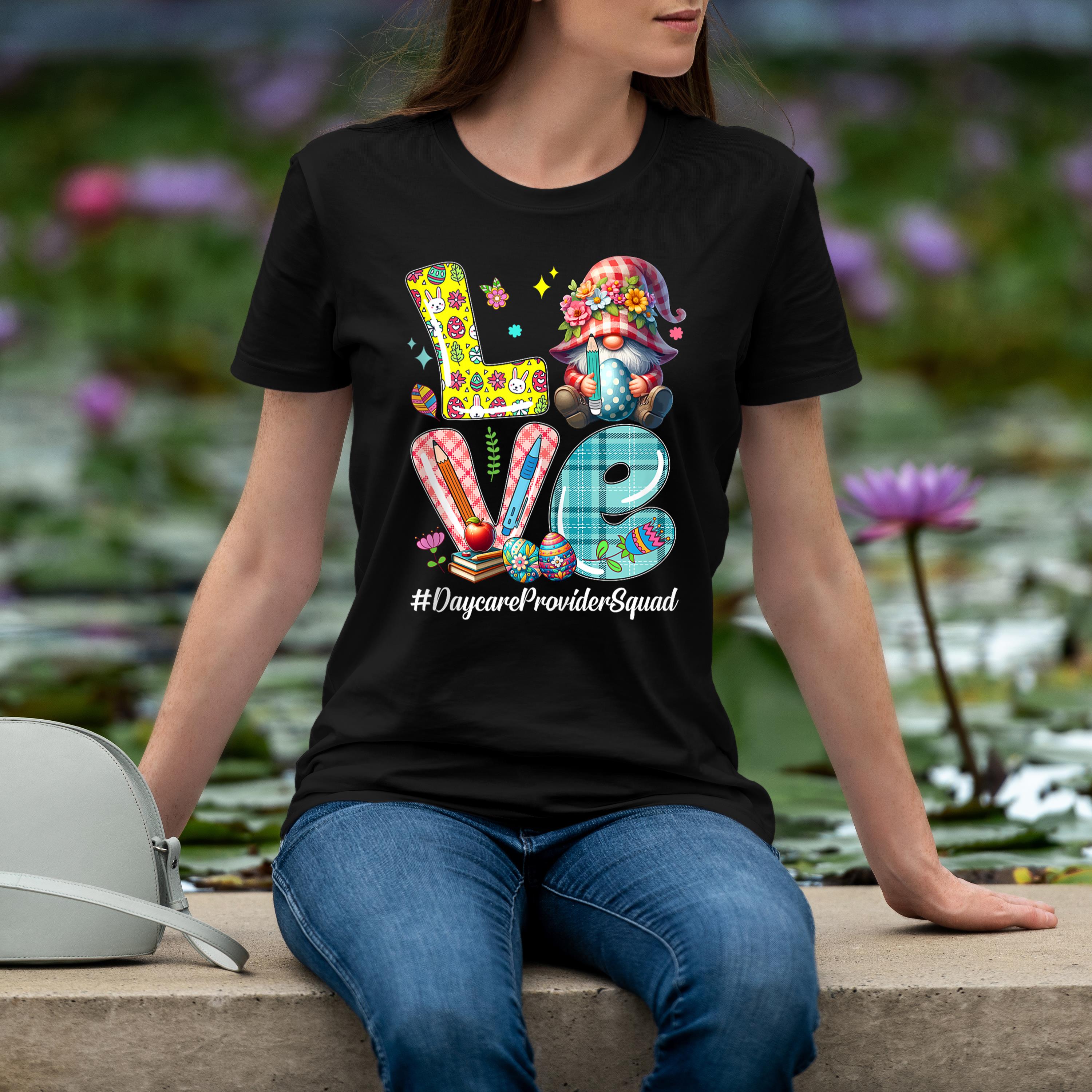 Love Daycare Provider Squad Easter Bunnies Gnome Hunting Egg Shirt