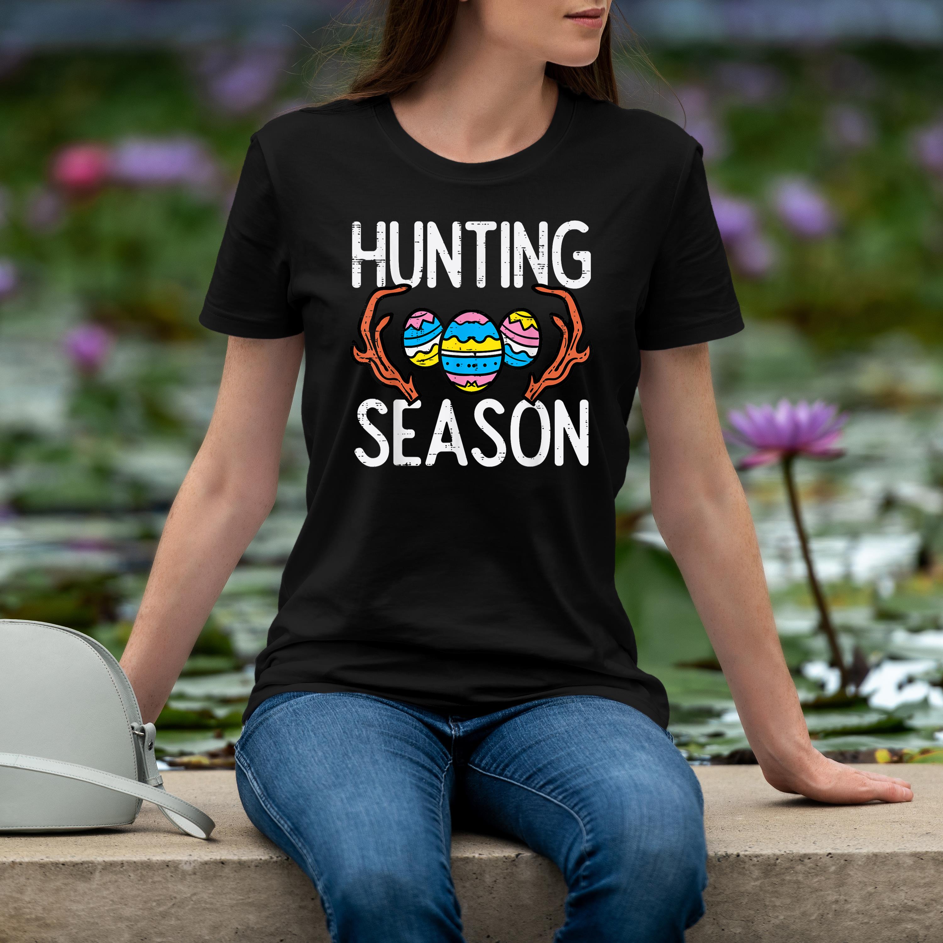 Hunting Season Eggs Antler Funny Easter Egg Hunt Hunter Kids Shirt