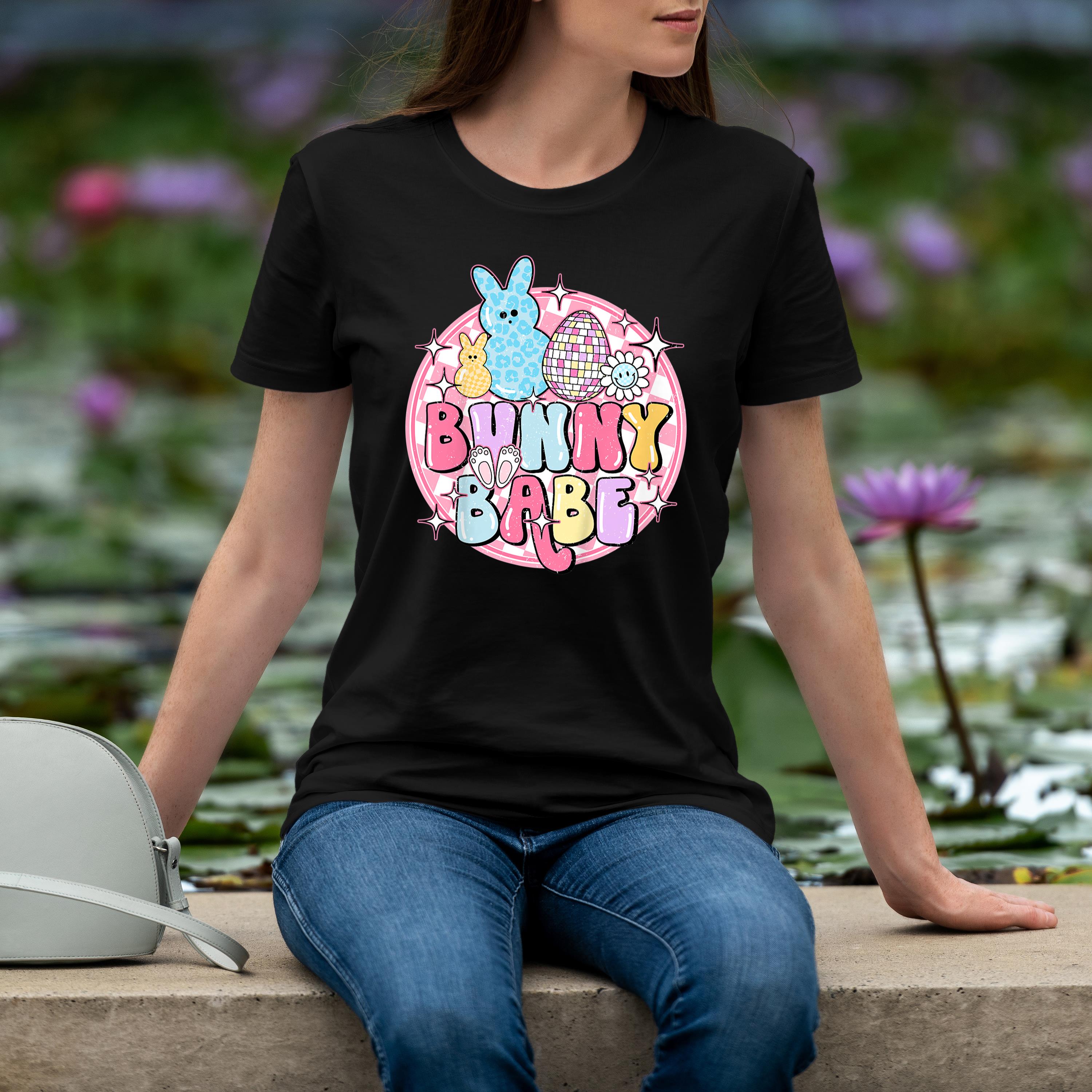 Matching Easter Mommy And Me Bunny Babe Groovy Easter Kids Shirt