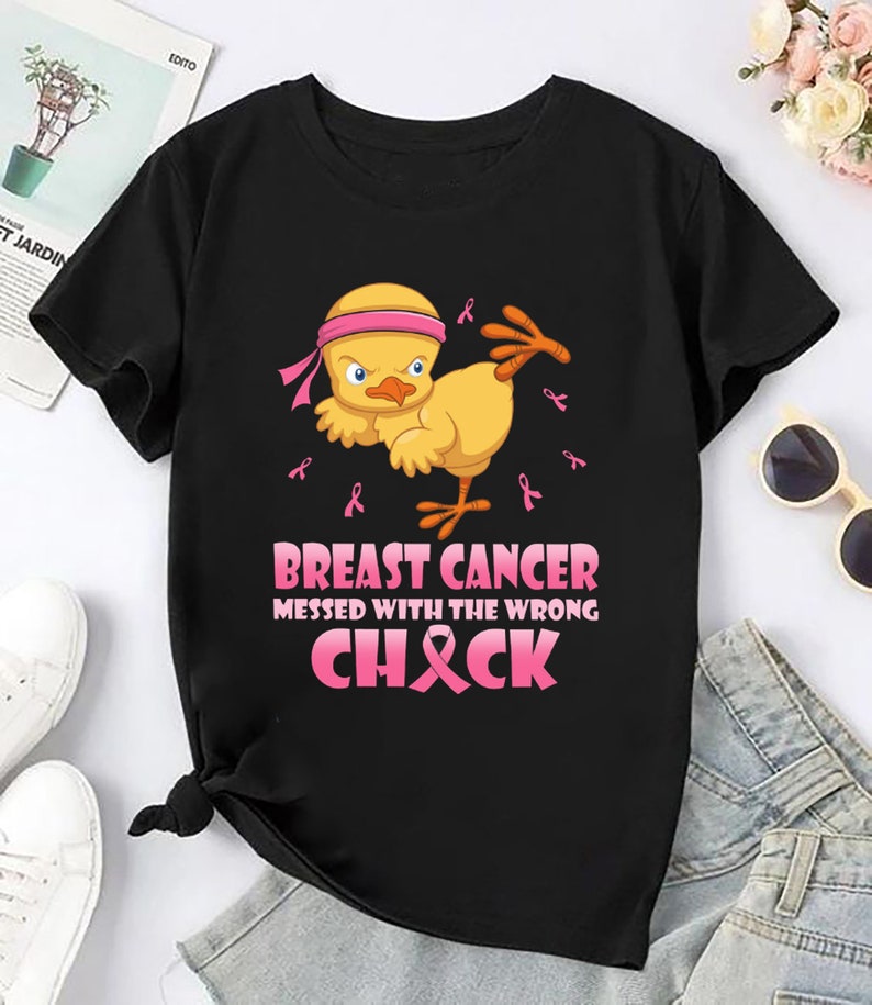Mess With Wrong Chick Breast Cancer T-Shirt, Breast Cancer Warrior Shirt, Breast Cancer Awareness, Breast Cancer Support Gift, Pink Ribbon