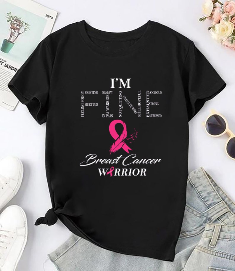 I'm Fine Pink Ribbon Breast Cancer T-Shirt, Breast Cancer Warrior Shirt, Breast Cancer Awareness, Breast Cancer Support Gift, Breast Cancer