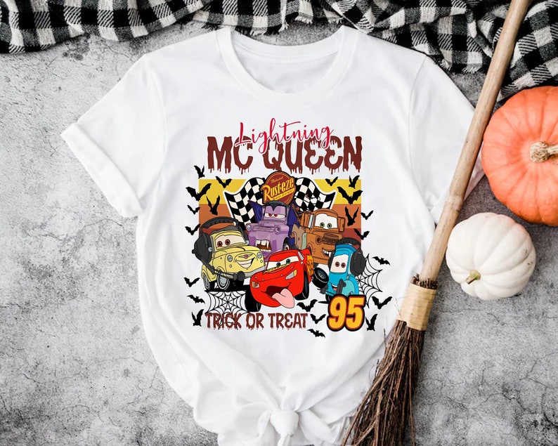 Lightning McQueen T-Shirt, Trick Or Treathirt, Cars Halloween Tee, Halloween Vibeweater, McQueen And Friends Halloweenweatshirt