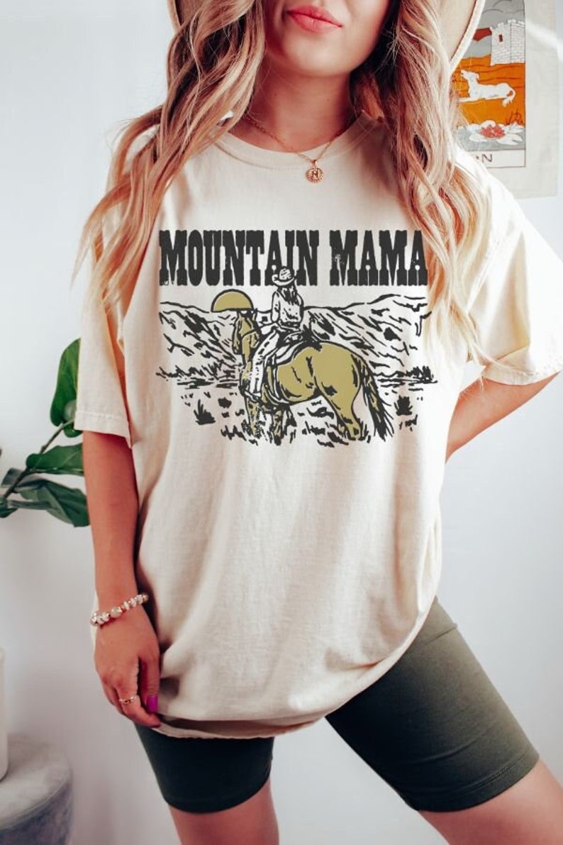 Mountain Mamahirt,Camping T-Shirt, Cute 70s ,Mountain Mama,Mountain TShirt,Mountain MomThirt, Mountain Mama Top, cowgirl graphic tee