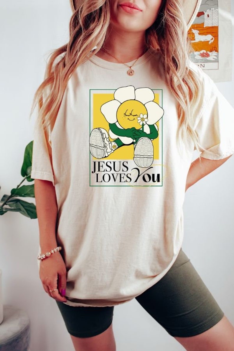 Jesus Loves Youhirt Jesus Clothes Jesus Loves You Comfort Color Christian Apparel For Women Retro Jesushirt Retro Christian Thirt