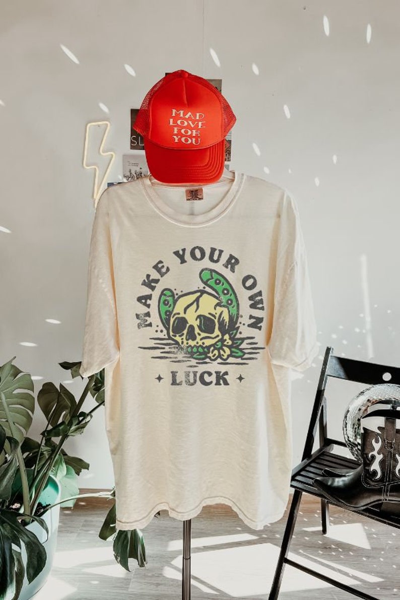 Make Your own Luck Tee Comfort Colorshirt, Retrotyle T-Shirt,keleton TShirt, Hippie Thirt Vintage Inspiredhirt,t Patty Dayhirt