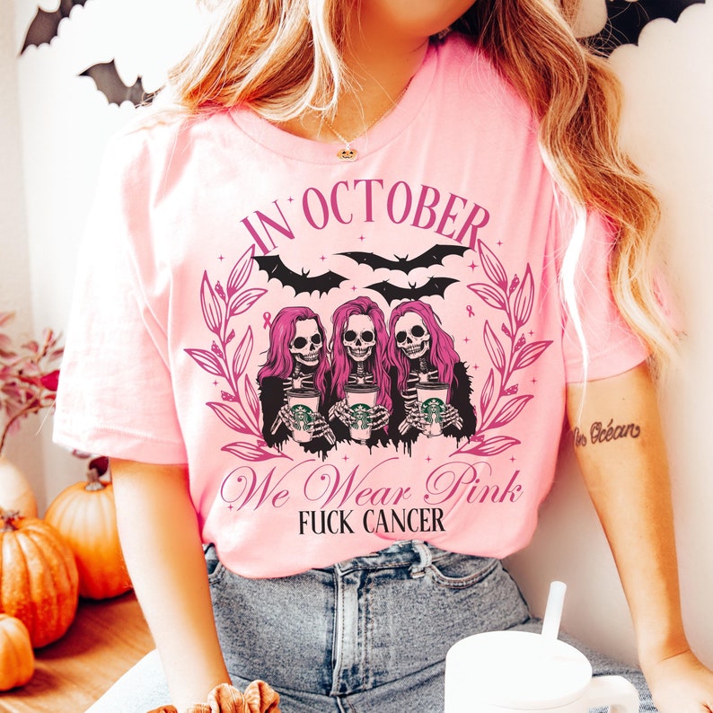 In october we wear pink , Fight Fck cancer , breast cancer awareness , trendy , ,andersonisters