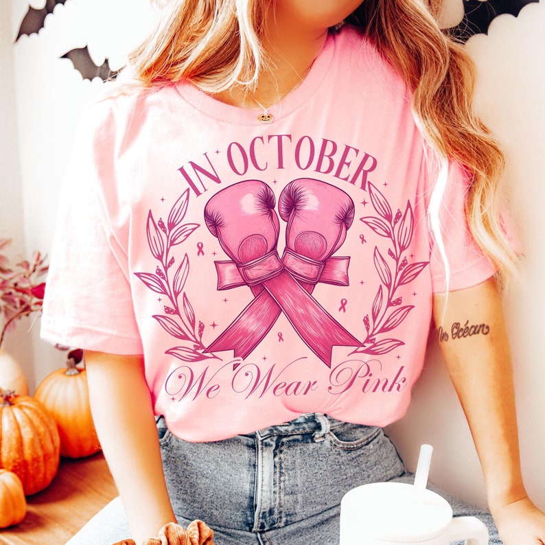 In october we wear pink , Fight Fck cancer , breast cancer awareness , trendy , , pink ribbon