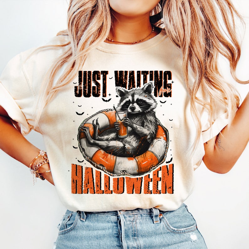 Just waiting for Halloween , Raccoon , Vintage Halloween , Retro halloween , Feral girl halloween ,ummer 
