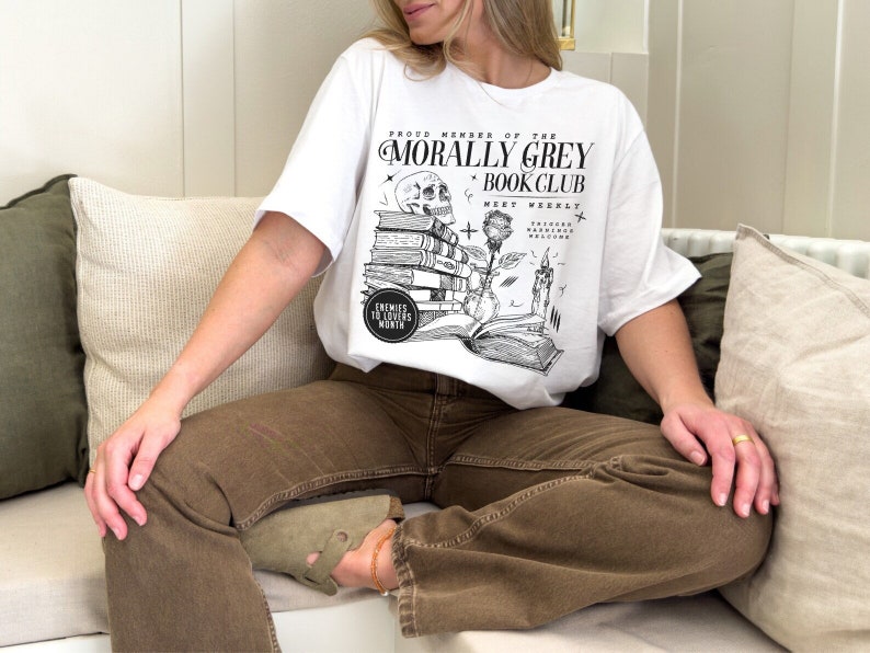 Morally Grey Book Club Shirt | Dark Romance Crewneck, Spooky Season Sweatshirt, Bookish Shirt Vintage Bookish Gift For Book Lover Reader